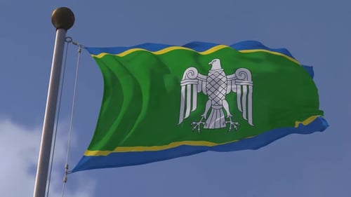 Realistic Flag with Eagle Emblem Waving