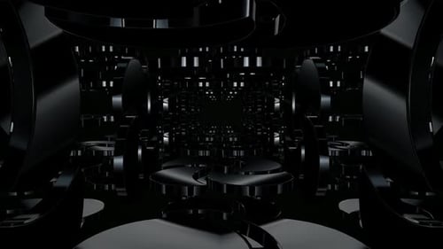 Abstract Black Geometric Shapes Tunnel Loop Background