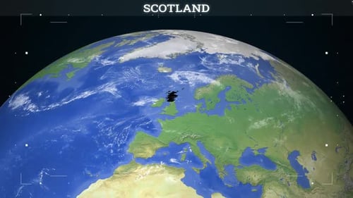 Animated Earth Globe with Scotland Highlight and UI Overlay