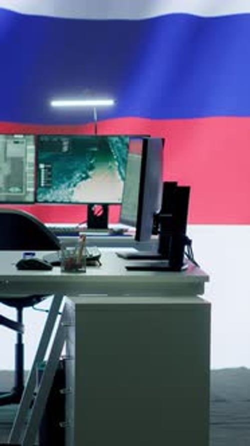 Computer Monitors with Russian Flag Background