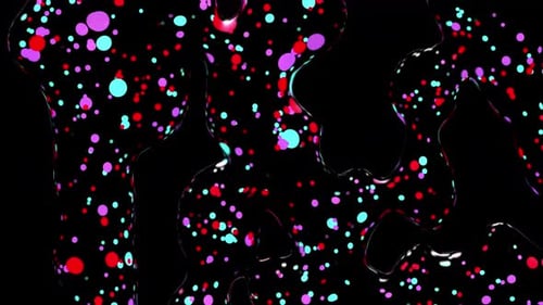 Dynamic Fluid Shapes with Colorful Glowing Particles Animation