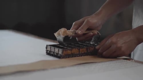 Batik Stamp Process Sticks Wax on The Fabric