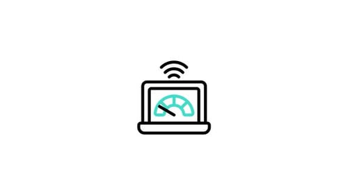 Laptop with Animated Speedometer and Wi-Fi Icon