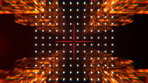 Red Orange And White Fantastic Neon Cyber Techno Frame Background Vj Loop In 4K