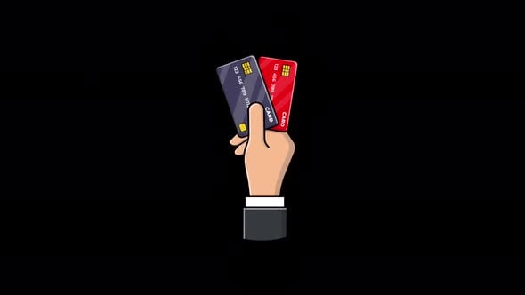 Animated Hand Holding Bank Card. Banking Concept Video - Transparent ...