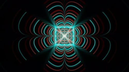 Red And Cyan Neon Glow Clover Tunnel Background Vj Loop In 4K