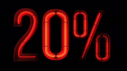 Red Neon 20 Percent Discount Sign Blinking Animation
