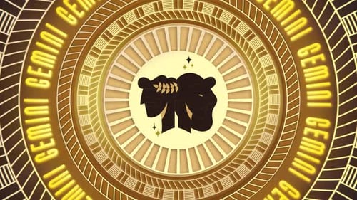 Animated Gemini Zodiac Sign Gold Geometric Background