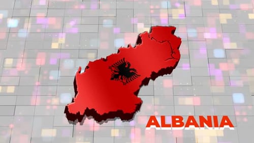 Albania 3D Map Reveal on Futuristic Digital Grid Background
