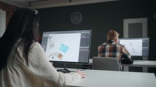 Engineering and Development Department of Projecting Company People Create 3D Models By Computer