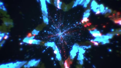 Túnel estelar abstrato com luzes vermelhas Túnel futurista com luzes de néon
