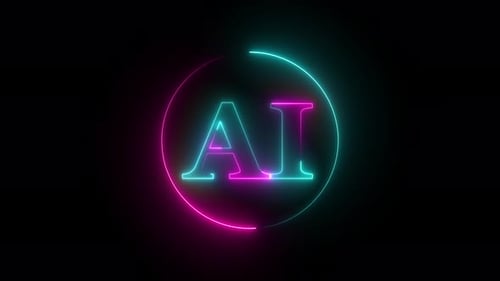 Neon AI Text Reveal with Glowing Circle Animation