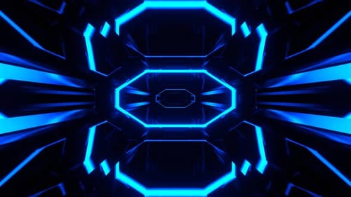 Pista cibernética abstracta azul con fondo de iluminación intermitente Vj Loop en 4K