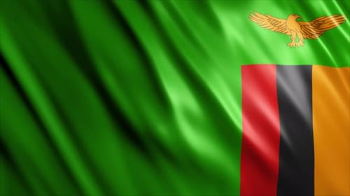 Waving Zambia National Flag Seamless Loop Animation