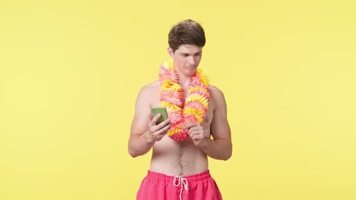 Young Man Reacts Negatively to Smartphone News