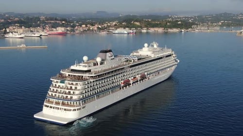 Cruise ship MV Viking Sky of the Viking Ship Fleet (Viking Ocean Cruises) in corfu island Greece