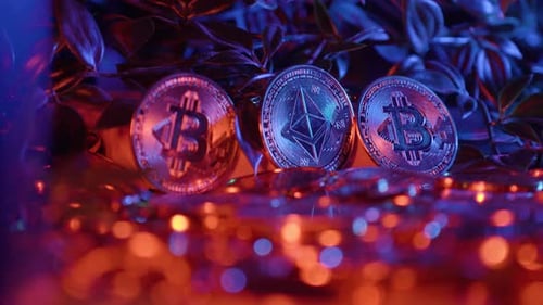 Bitcoins dans un cadre élégant, Crypto actuellement, finance.
