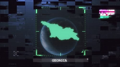 Georgia Flag And Map Glitch Hud 4K