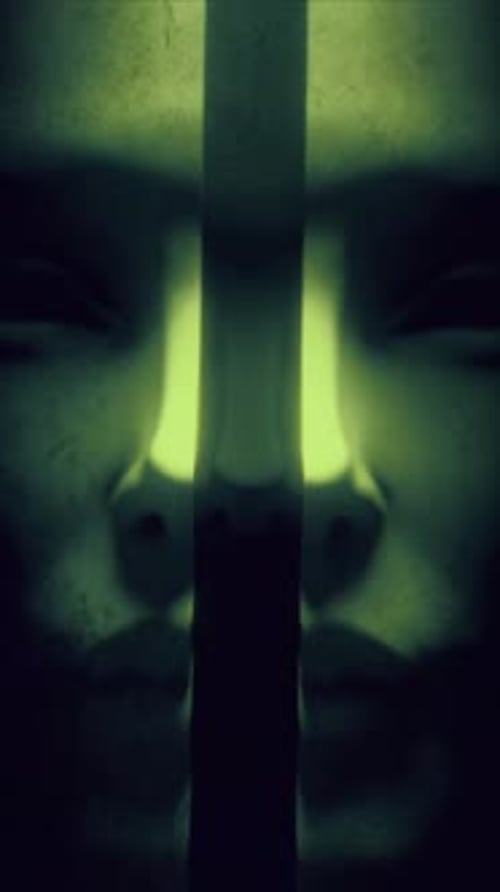 Eerie Green Glowing Abstract Face Animation Loop