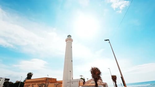Lighthouse Tower in Daylight in Sicily Punta Secca City