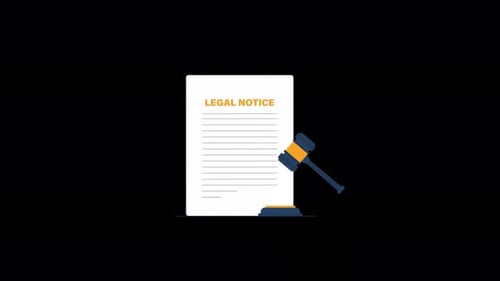 Animated Legal Notice Document and Gavel for Justice