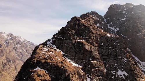 Aerial of Snowy Mountain Range with Snow