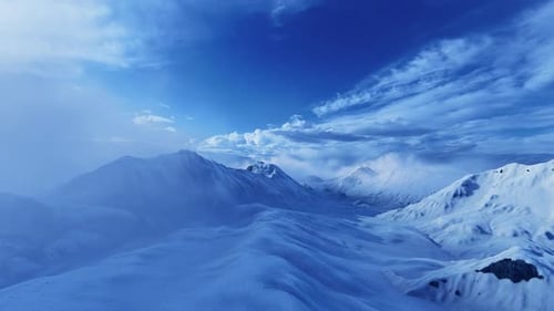 Driving Through Snowy Mountains.