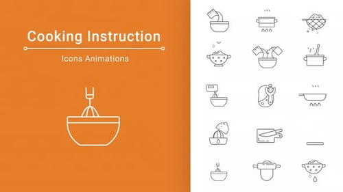 Animación de íconos de instrucciones de cocina
