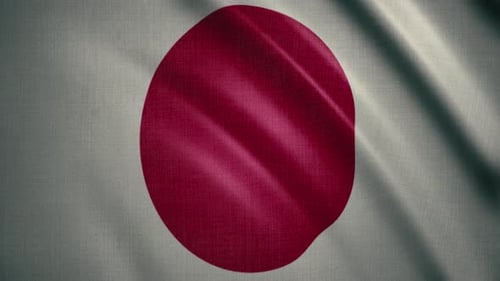 Waving Japan Flag Loop with Realistic Fabric Texture