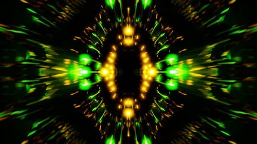 Yellow Green Sci Fi Tunnel with a Glow of Lights Vj Loop Animation