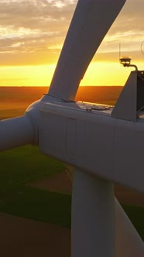 Working Wind Farm Sunset View Aerial View of Windpark with Wind Turbines Windmills Concept Power