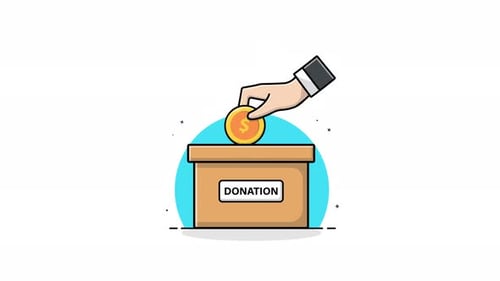 Flat Design Hand Dropping Coin into Donation Box