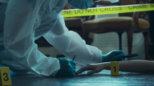 Forensic Investigator Examining Crime Scene Evidence