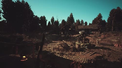 POV Walk Through Abandoned Forest Village