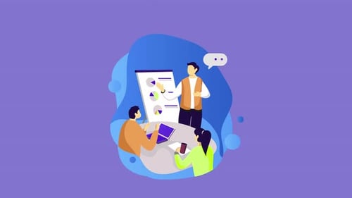 Animated Flat Design Corporate Presentation with Data Charts