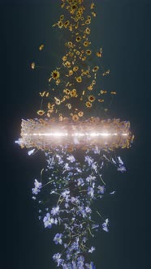 Vertical Video Seamless Loop of Flowers Rotating in Opposite Directions Abstract Background