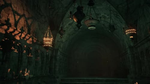 Gothic Cathedral Mysterious Candlelit Interior