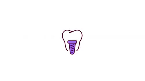 Dental Implant Icon Animation in Flat Design
