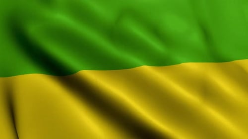 Waving Green and Yellow Fabric Flag Background