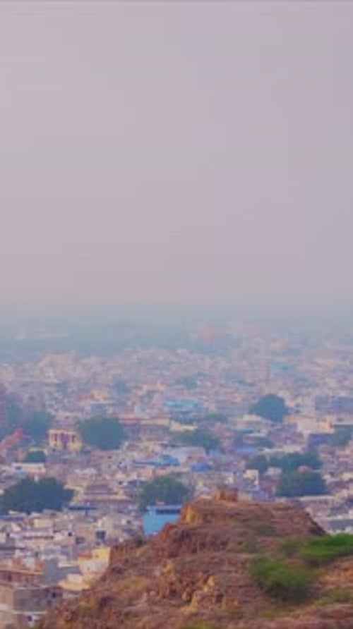 Vue de la ville bleue de Jodhpur, Mehrangarh, Fort Jaswant, Thada, Jodhpur, Rajasthan, Inde, plan horizontal