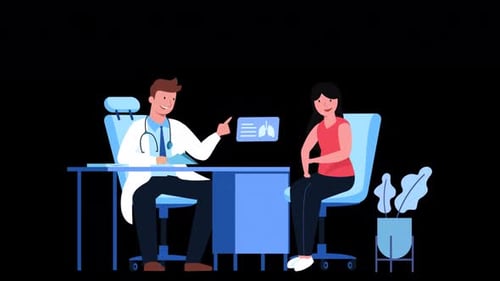 Patient Comes To Doctor And Gets Advice From Doctor Alpha Channel