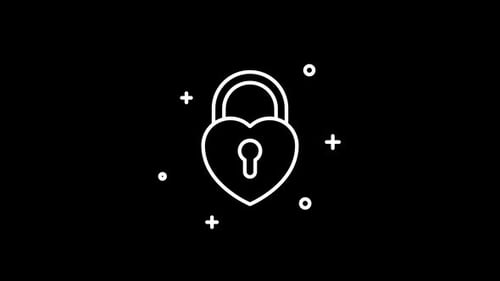 Animated Line Art Heart Lock Opening and Closing Loop