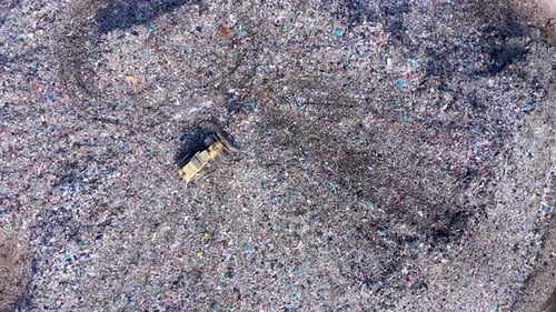 Slow Motion View of Large Garbage Pile, Trash Dump, Landfill, Waste Dumping Site Aerial