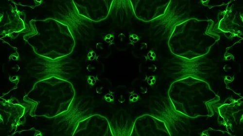 Fluid Green Abstract Kaleidoscope Pattern Loop
