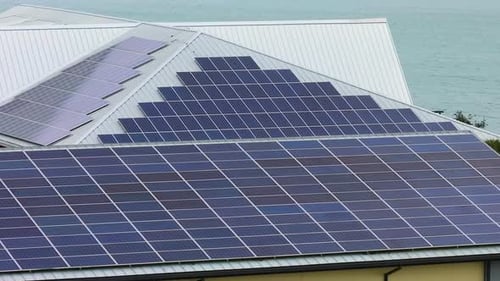 Photovoltaic Panels for Producing Clean Ecological Electric Energy Florida Office Building with