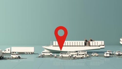 Animated Global Logistics and Transportation Network with Map Pin