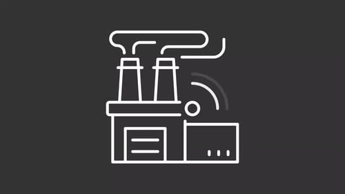 Animated Line Icon of Factory with Wireless Signal
