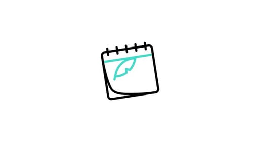 Animated Notepad Icon: Feather Quill to Checkmark