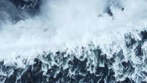Waterfall Edge Fly Over Landscape Epic Aerial Flight Around Famous Waterfall In Iceland Water