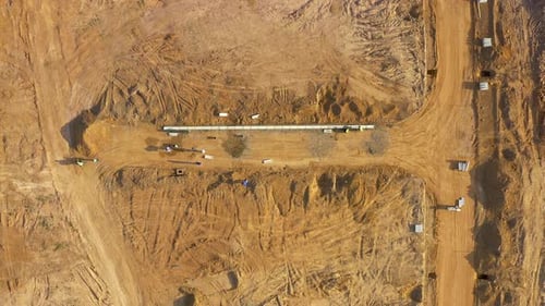 A construction site in a rural area